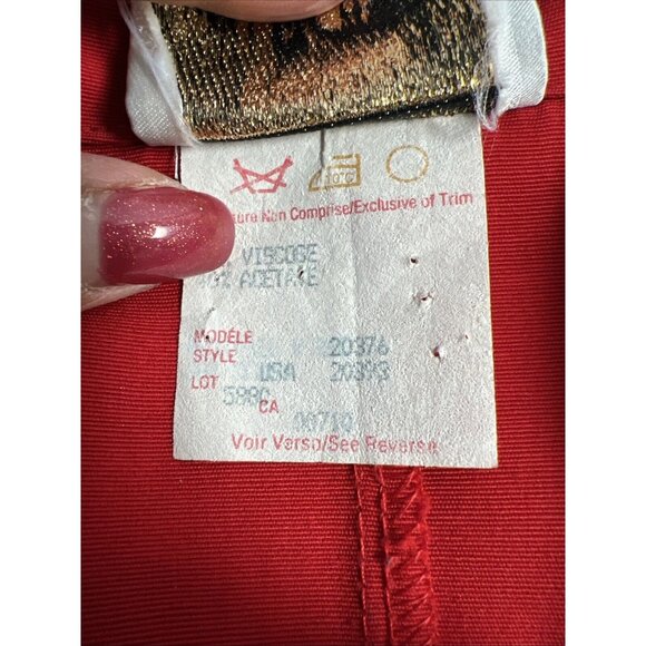 Vintage Red Gold Joseph Ribkoff Skirt and Jacket Suit Set Size 10 - Picture 8 of 14